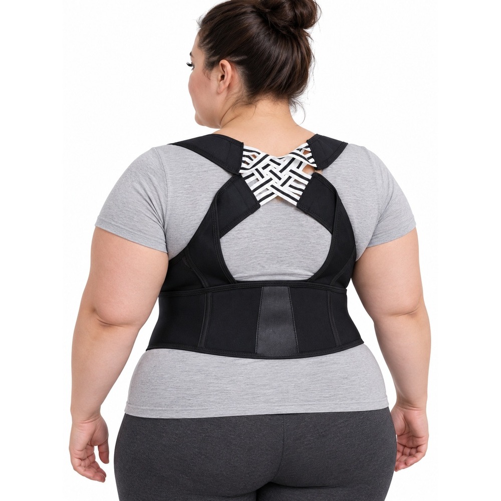 Womens Posture Corrector Back Support Brace Black Compression Vest 3XL